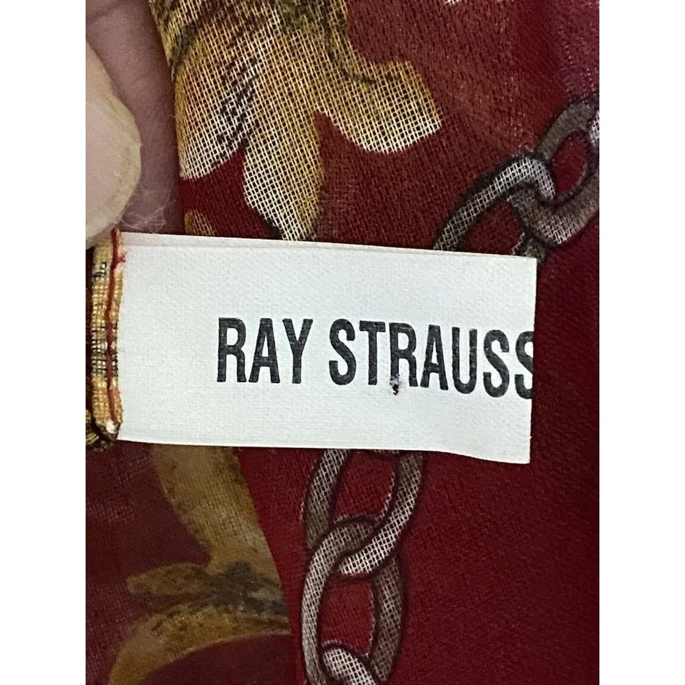 Ray Strauss Scarf Sheer Burgundy Beige‎ Yellow Flowers Rectangle 60